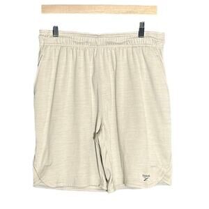 Reebok Elastic Waist Athletic Shorts Size M Pull on Basketball Oatmeal
